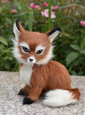 仿真狐狸家居摆件真兔毛