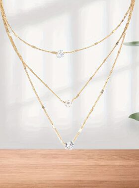闪钻多层锁骨项链个性水晶锆石
