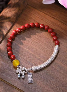 复古民族风朱砂串珠手链