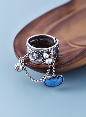 银戒指女纯银原创小众时尚复古