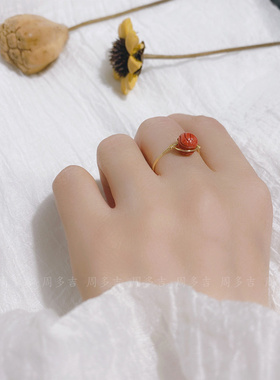 天然帝王朱砂戒指轻奢女