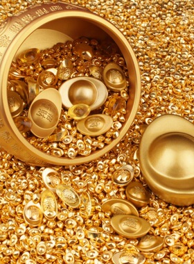 金元宝摆件合金沙金迷你瓜子小金条仿真金豆聚宝盆装饰品填充道具