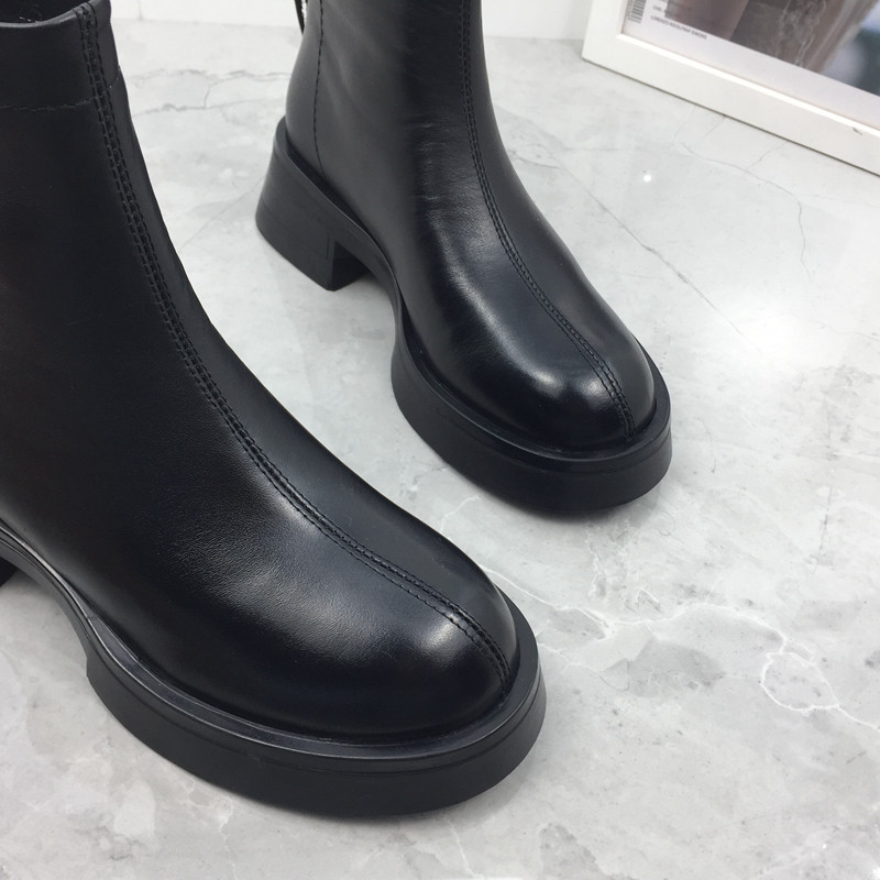 撤柜断码处理真皮2021秋冬新款圆头粗跟后拉链防滑短筒加绒女靴子,淘宝优惠券,粉丝福利购,淘宝优惠卷