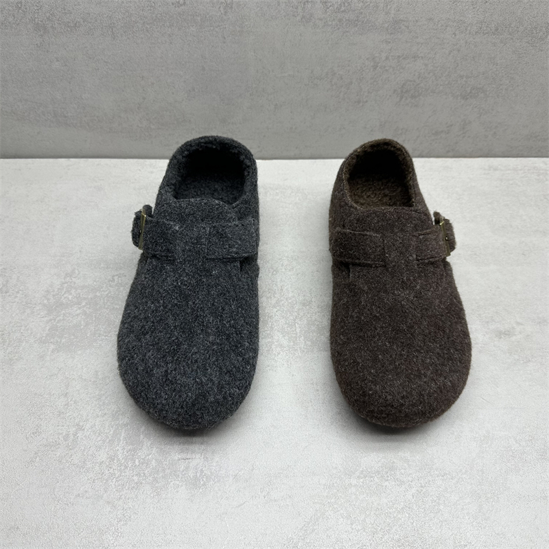 2025秋冬新款断码处理女鞋舒适百搭圆头平底加绒勃肯鞋保暖懒人鞋 - 图0