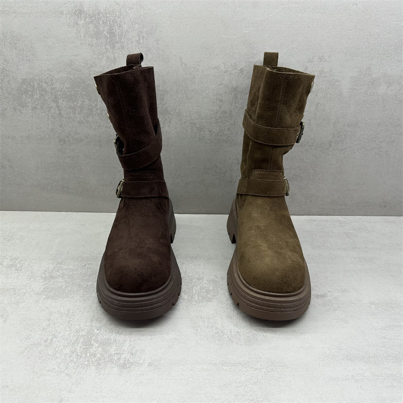 断码处理2025冬季新款女靴英伦风圆头厚底中筒加绒骑士靴舒适棉靴,淘宝优惠券,粉丝福利购,淘宝优惠卷