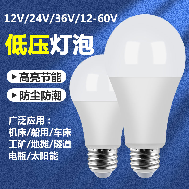 低压12v36v24vled灯泡交直流e27螺口冷库电瓶工地矿井机床工作灯 - 图0