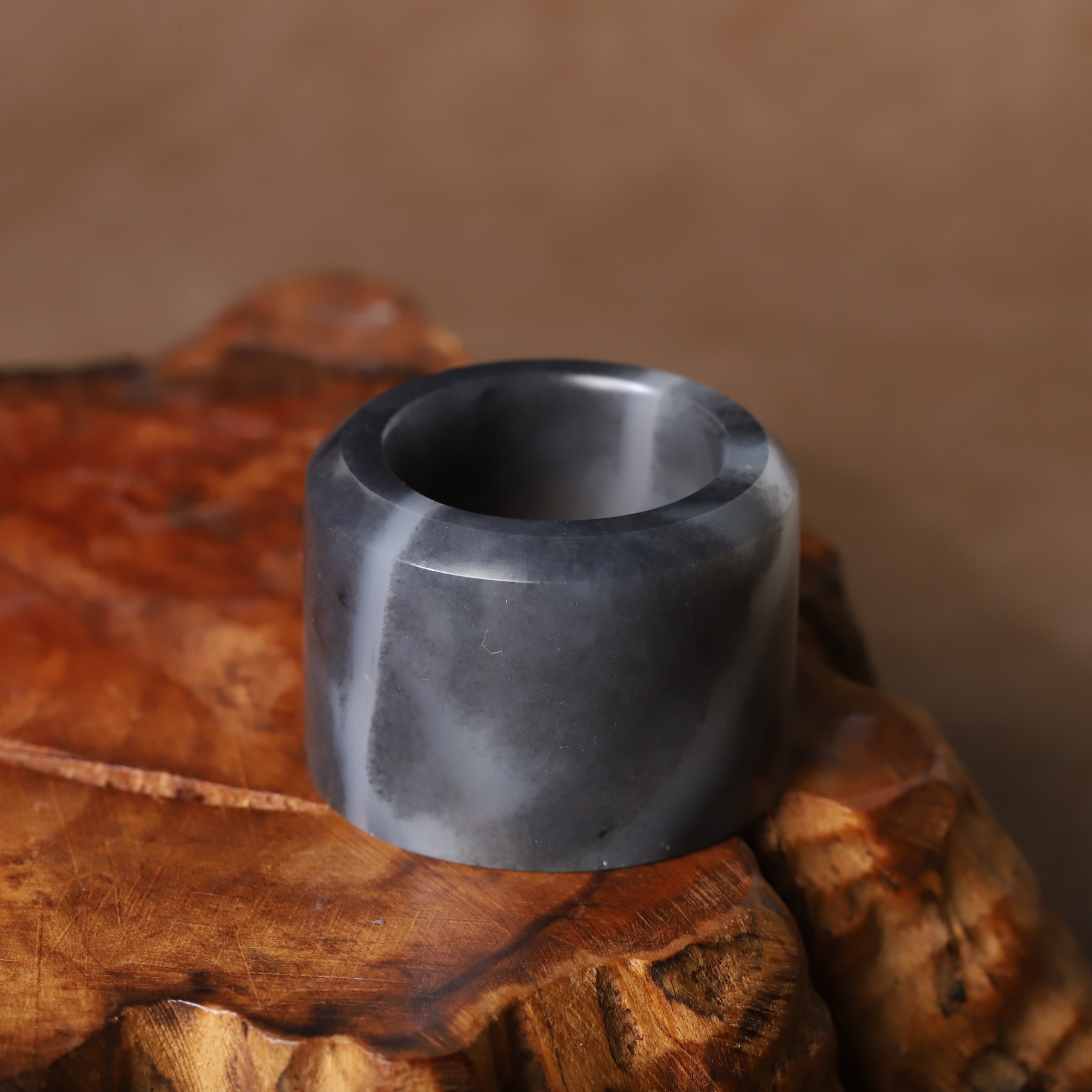On sale Jade ring inner diameter 20mm Xinjiang Hetian jade blue and white jade seed material jade ring men and women ring
