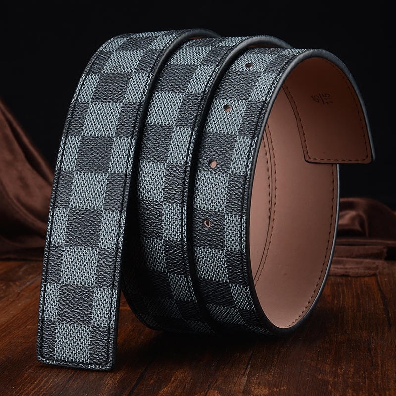 无头皮带平滑扣纯牛皮不带头3.3男士真皮腰带格子百搭3.8 h扣裤带,淘宝优惠券,粉丝福利购,淘宝优惠卷