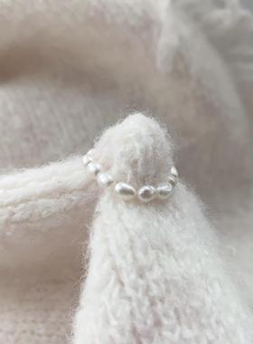 原创天然稀有粉珍珠指环尾戒