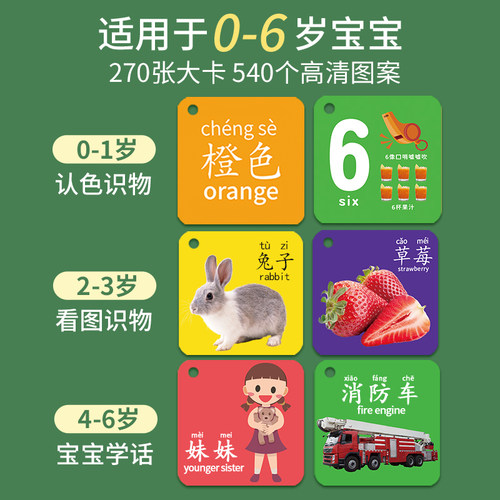 认知卡片动物看图识物早教颜色儿童识字幼儿认字宝宝婴儿书启蒙图 - 图0