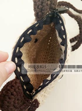 手工编织儿童卡通造型毛线挎包钩包零钱硬币包儿童零食包小背包