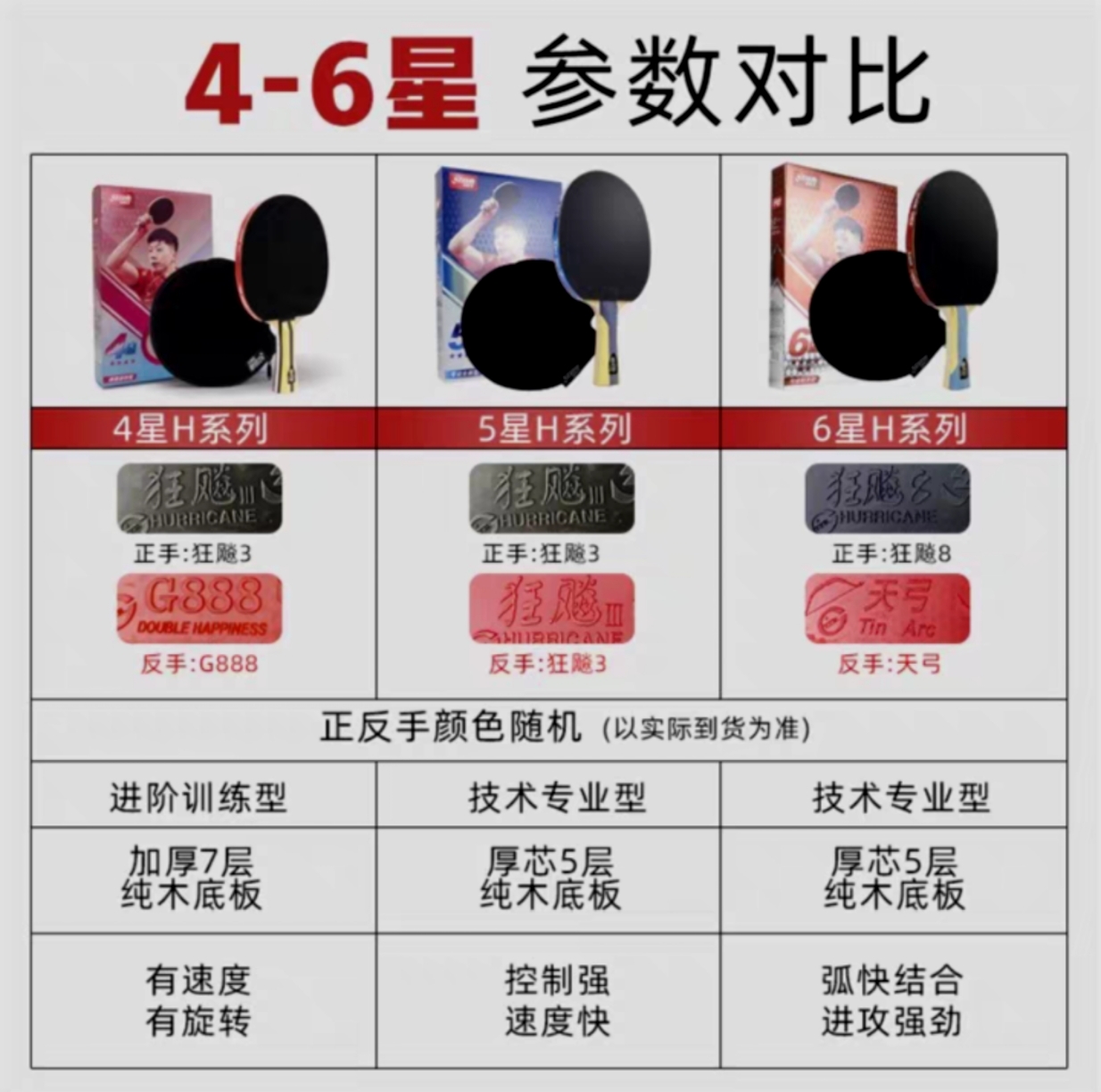 红双喜乒乓球拍专业级五星级六星兵乓球拍直横拍七星八星九星单拍 - 图1