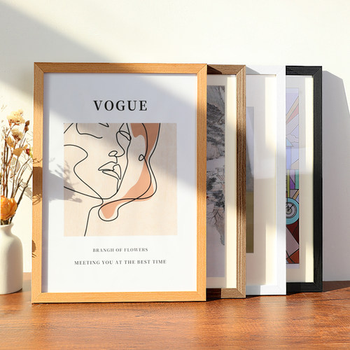 实木a4相框展示挂墙木质a3卡纸画框装裱空框拼图裱框书法摆台定制-图2