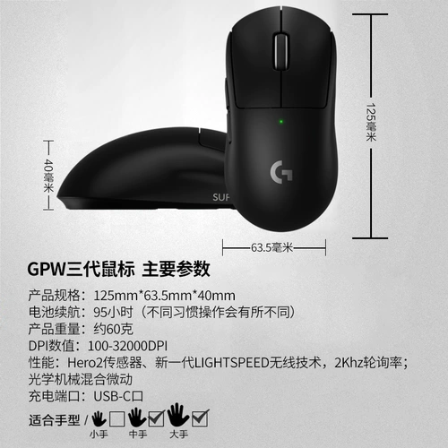 Беспроводная мышь Logitech gpw3 поколения Bullshit King третьего поколения, киберспортивная игра, двухрежимная, легкая, 8 кГц, распаковка CS