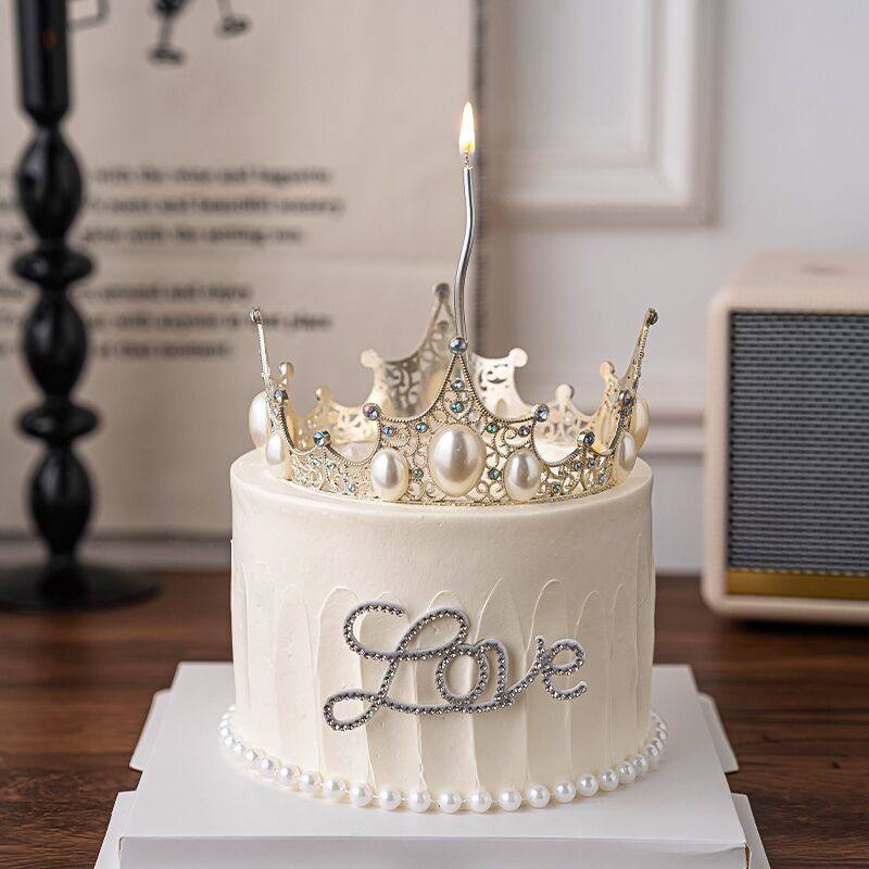 网红唯美蛋糕装饰珍珠皇冠摆件七夕情人节情侣告白钻石love插件,淘宝优惠券,粉丝福利购,淘宝优惠卷