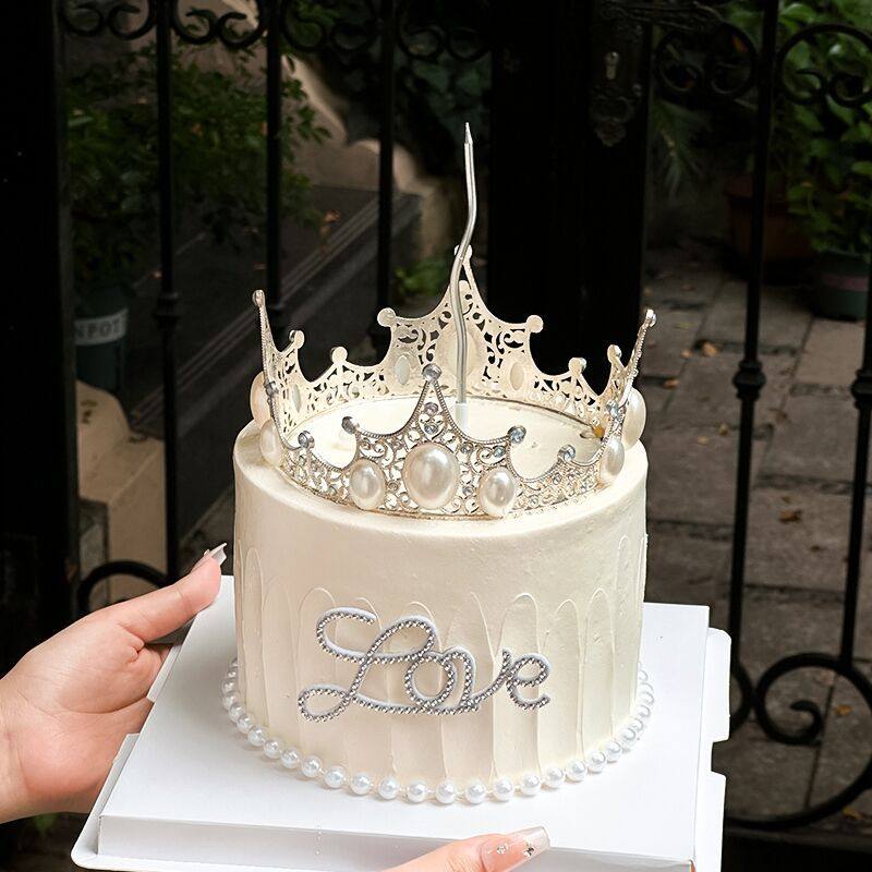 网红唯美蛋糕装饰珍珠皇冠摆件七夕情人节情侣告白钻石love插件,淘宝优惠券,粉丝福利购,淘宝优惠卷