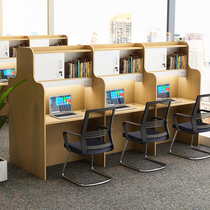 Self-study room study table and chairs combined university students share examination and pay online red tutoring desk immersive self-study table