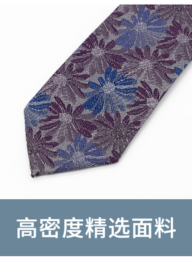 Jacketman灰色时尚蓝紫大花领带