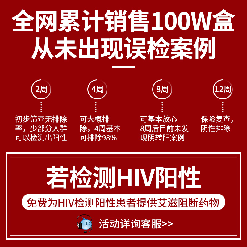 准信艾滋病试纸hiv梅毒检测纸唾血检乙丙肝淋病性传染病四项联检 - 图0