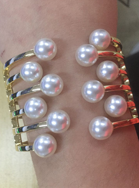 欧美潮人时尚珍珠百搭夸张金属