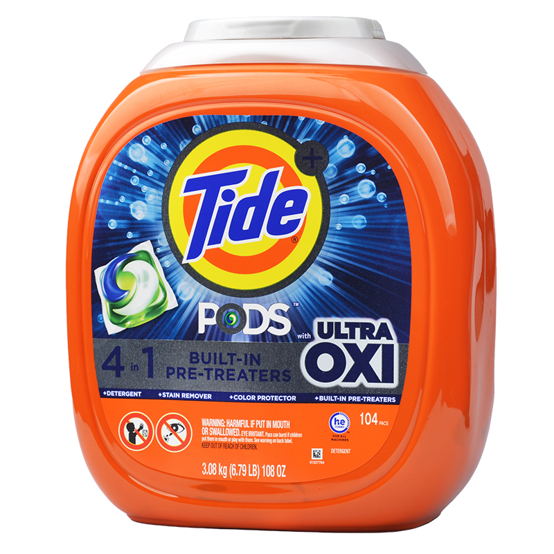 美国进口汰渍洗衣球凝珠104颗Tide+OXI洗衣液强效除白色污渍当妮 - 图3