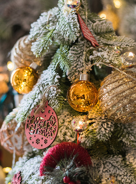 美式圣诞树木片挂饰精致装饰挂件礼盒吊坠圣诞节日气氛派对