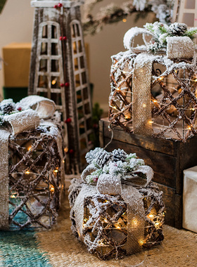 掬涵圣诞节日大型装饰氛围摆件圣诞灯饰挂件心形星星圆环壁挂墙饰