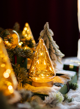 掬涵玻璃小夜灯摆件轻奢LED星星灯网红客厅卧室装饰品酒吧桌面灯