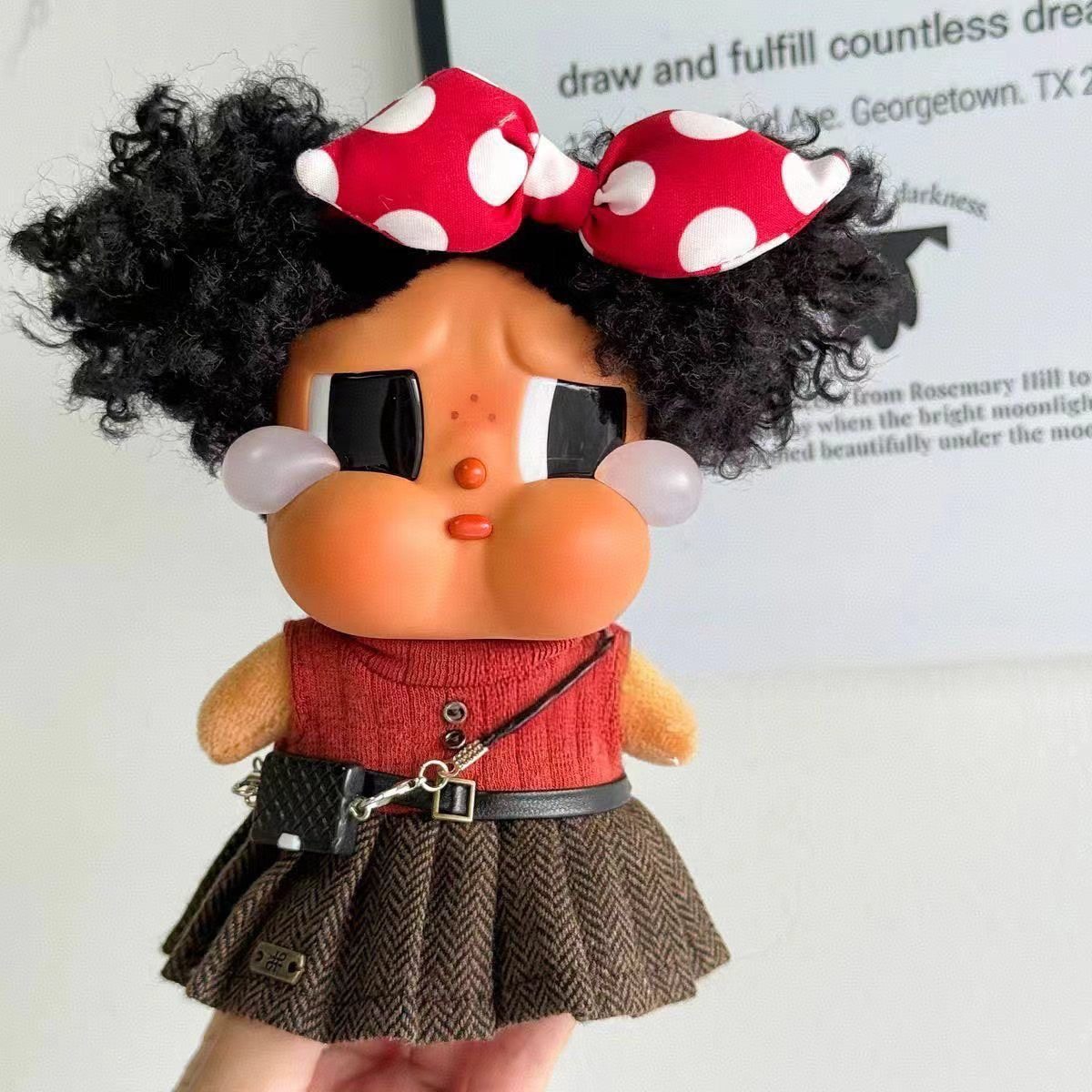 CRYBABY哭娃黑皮毛衣冬季套装Vacation搪胶娃娃娃衣斜挎鞋子,淘宝优惠券,粉丝福利购,淘宝优惠卷