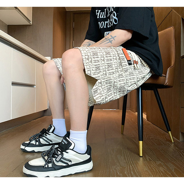 Cheap casual pants for men summer new style quick-drying ice silk loose straight-leg five-quarter pants casual all-match sports shorts