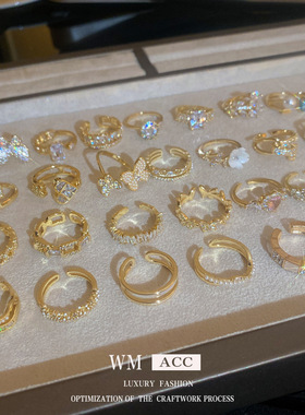 真金电镀淡水珍珠玫瑰开口戒指