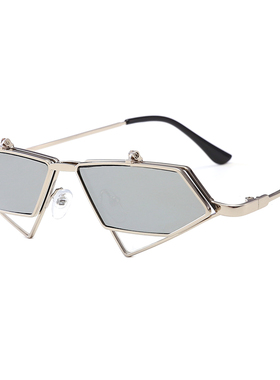 2020不规则墨镜女小框男双层翻盖