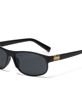 椭圆窄框复古防紫外线墨镜