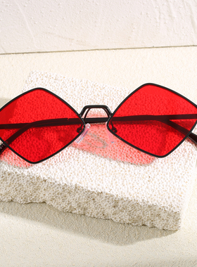 2025欧美复古风菱形太阳镜ins墨镜男潮流个性金属不规则太阳眼镜