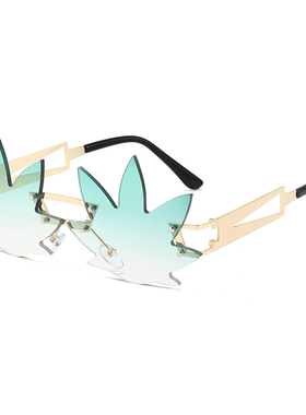 韩版个性超大框树叶百搭街拍