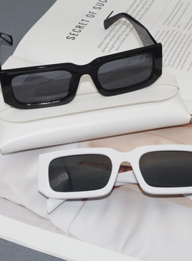 网红ins复古方框白色太阳镜