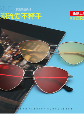 猫眼复古风红色太阳镜封帆同款