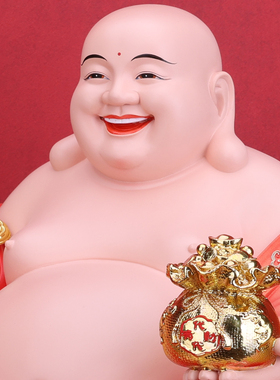 如意元宝红衣弥勒佛摆件大肚笑口佛门店前台招财旺生意供奉神像