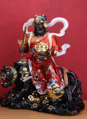 五路财神赵公明神像武财神爷骑黑虎赵元帅玄坛汉白玉家用摆件供奉