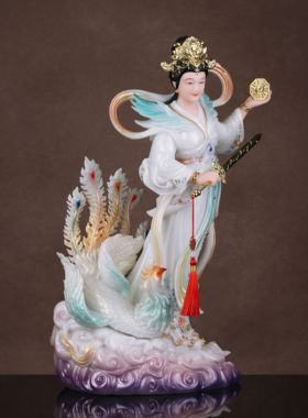 九天玄女神像汉白玉战神九天玄女娘娘家用供奉玄母天尊新中式摆件