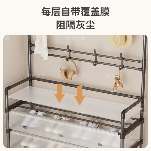 鞋架多层家用门口外楼道带门防尘一体式衣帽架宿舍小型出租房用 - 图0