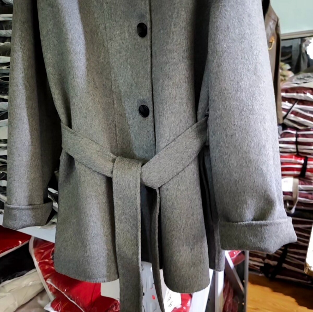 大码小个子双面羊毛大衣女秋冬新款胖mm赫本风中长系带毛呢外套女,淘宝优惠券,粉丝福利购,淘宝优惠卷