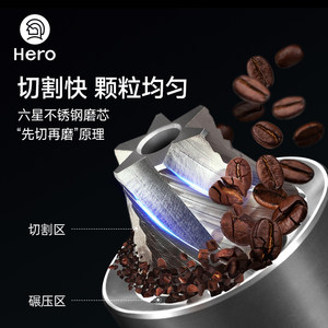 Hero小锐便携电动磨豆机咖啡豆研磨机电动小型家用研磨咖啡磨粉机