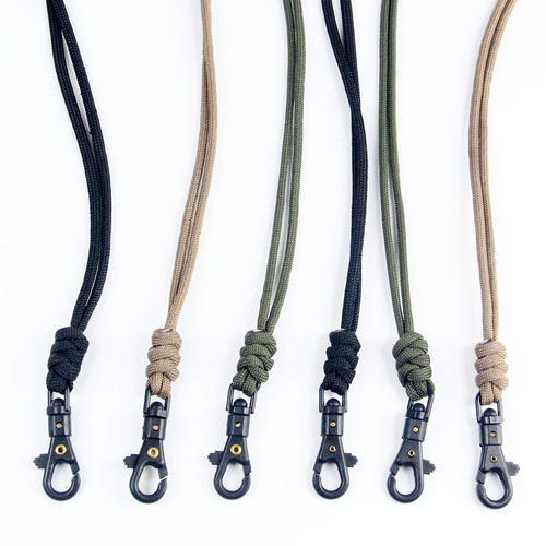 伞绳编制挂脖绳快拆可旋转式钥匙钩扣工装百搭证件带门襟厂牌挂绳 - 图1