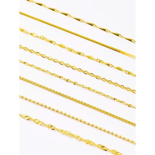正品18K金项链女黄金色百搭素链O字链白金锁骨链生日礼物送女朋友 - 图3