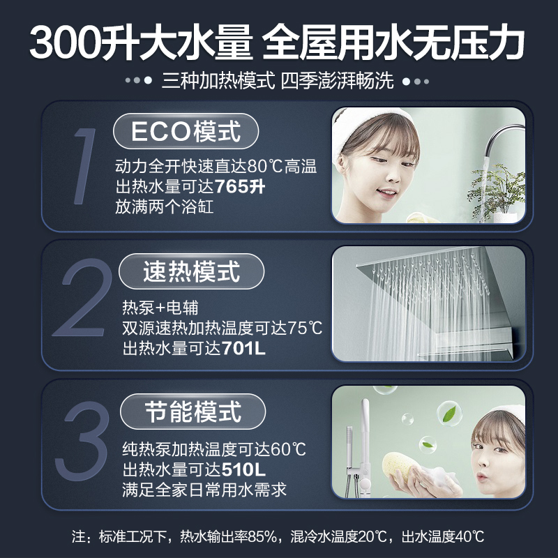 Leader海尔智家空气能热水器家用热泵300升一级能效智能省电2.0F - 图0