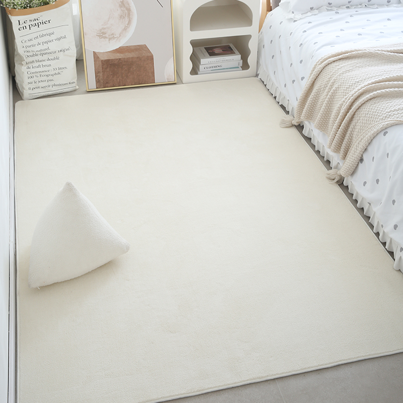 卧室床边地毯高级感客厅奶油风茶几垫子短绒加厚主卧床下地垫满铺-图0