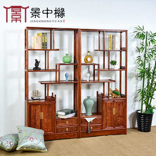 红木家具花梨木博古架实木中式摆件隔断仿古董架客厅玄关柜多宝阁 - 图0