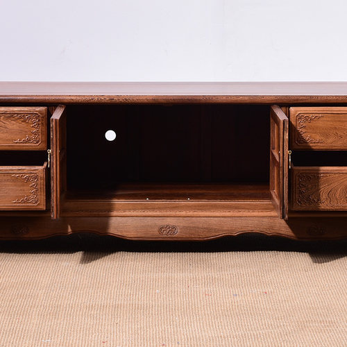 红木家具鸡翅木电视柜地柜小户型客厅储物柜中式全实木影视柜矮柜 - 图1