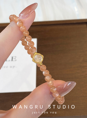 轻奢小众纯银月光石串珠女款手链